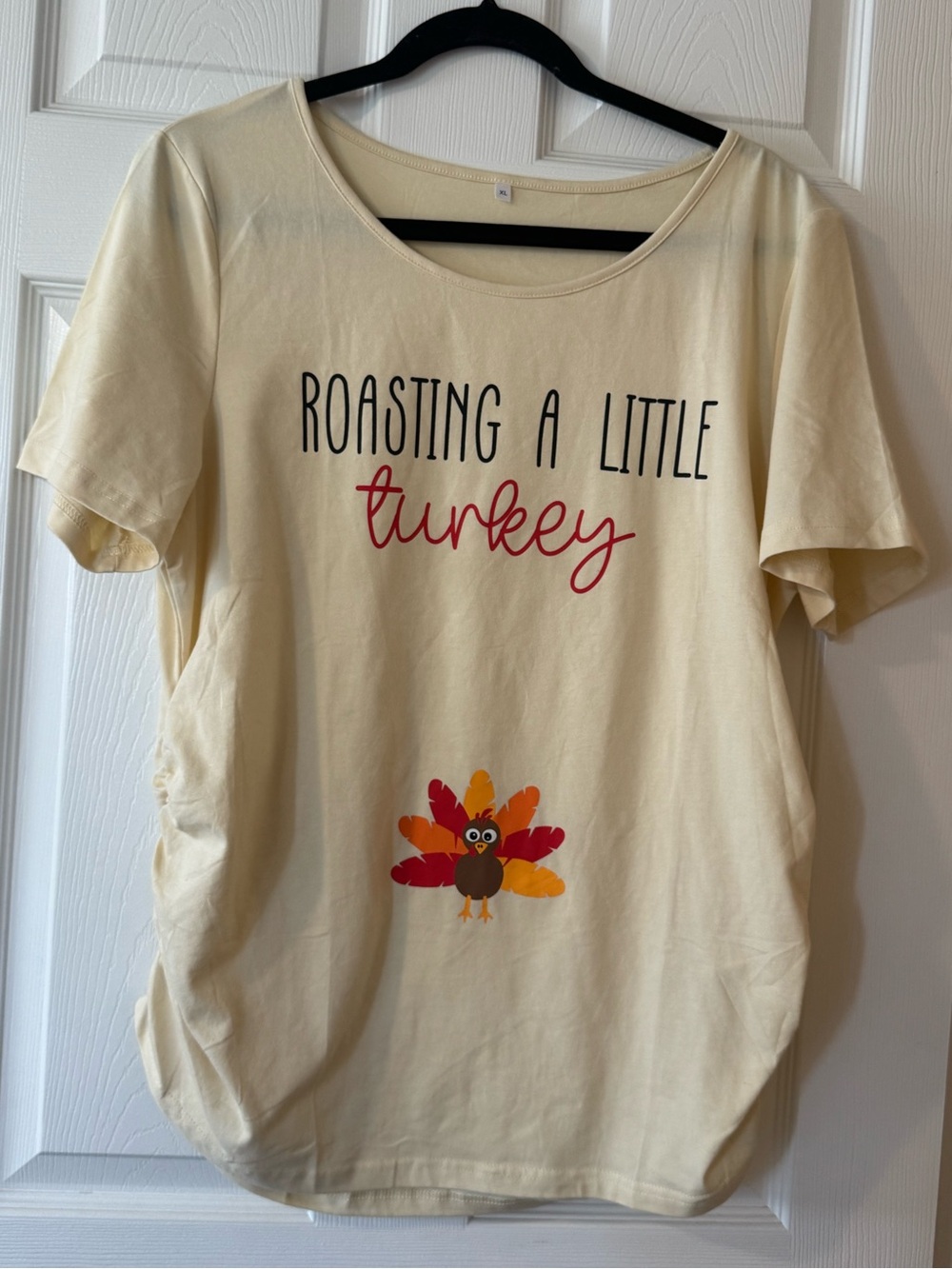 Thanksgiving "Roasting a Little Turkey" Maternity Shirt Sz XL
